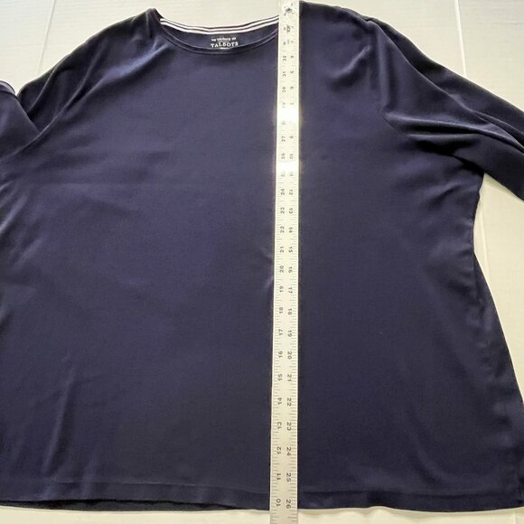 The Talbots Tee Woman 3X 100% Pima Cotton Stretch Navy Minimalist Capsule - Picture 6 of 7